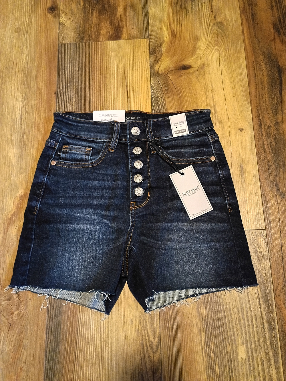 Judy Blue Dark Wash High-Rise Button Fly Denim Shorts